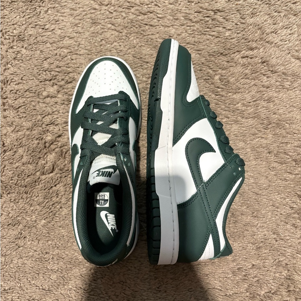 Nike Forest Green and White Low-Top Sneakers